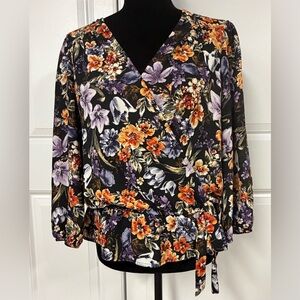 BCX Floral Faux Wrap Blouse